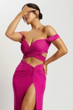 ROM Nicky Twist Front Tie Top - Fuchsia