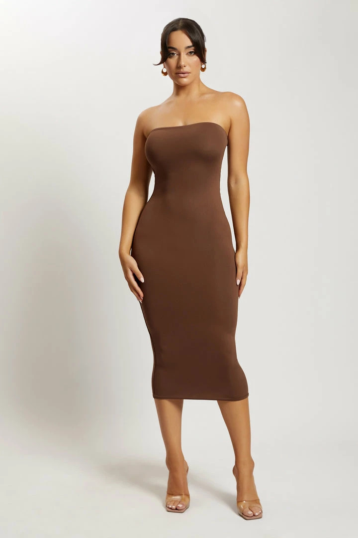 WXI Cassidy Strapless Midi Dress - Chocolate 6 WXI Cassidy Strapless Midi Dress - Chocolate