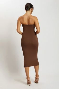 WXI Cassidy Strapless Midi Dress - Chocolate