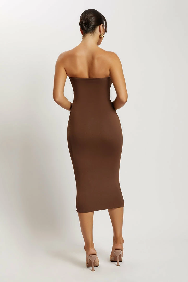 WXI Cassidy Strapless Midi Dress - Chocolate 2 WXI Cassidy Strapless Midi Dress - Chocolate