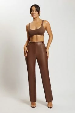 WXI All Tops Jemma Scoop Neck Super Crop Top - Chocolate