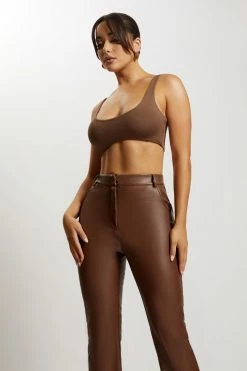 WXI All Tops Jemma Scoop Neck Super Crop Top - Chocolate
