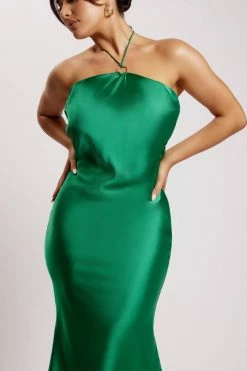 WNT DRESSES Ivana Satin Halter Midi Dress - Green 12 WNT DRESSES Ivana Satin Halter Midi Dress - Green