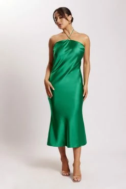 WNT DRESSES Ivana Satin Halter Midi Dress - Green 13 WNT DRESSES Ivana Satin Halter Midi Dress - Green