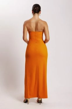 QNG DRESSES Rachel Maxi Split Front Dress - Mandarin