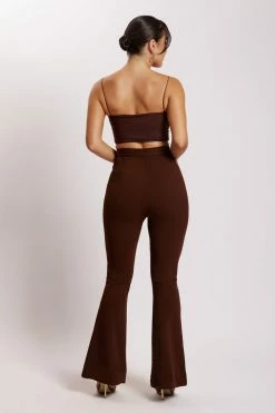 ROM Zendaya Highwaisted Flare Pants - Chocolate All Bottoms