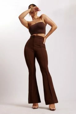 ROM Zendaya Highwaisted Flare Pants - Chocolate All Bottoms