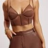 GZH Angelique Demi Cup Mesh Bustier - Chocolate All Tops