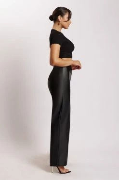 WNT Kamora Faux Leather Wide Leg Pants - Black Two Piece Sets 13 WNT Kamora Faux Leather Wide Leg Pants - Black Two Piece Sets
