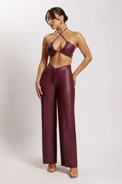 WNT Kamora Faux Leather Wide Leg Pants - Wine Two Piece Sets 16 WNT Kamora Faux Leather Wide Leg Pants - Wine Two Piece Sets