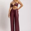 WNT Kamora Faux Leather Wide Leg Pants - Wine Two Piece Sets