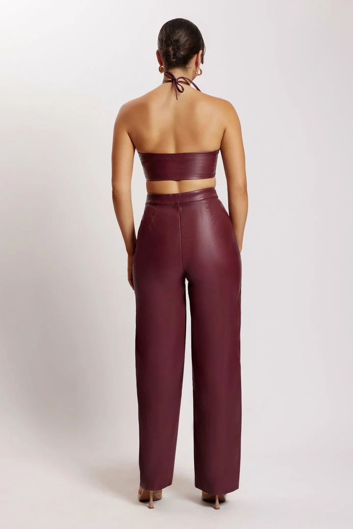 WNT Kamora Faux Leather Wide Leg Pants - Wine Two Piece Sets 3 WNT Kamora Faux Leather Wide Leg Pants - Wine Two Piece Sets