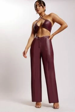 WNT Kamora Faux Leather Wide Leg Pants - Wine Two Piece Sets 18 WNT Kamora Faux Leather Wide Leg Pants - Wine Two Piece Sets
