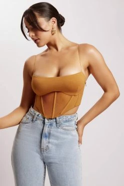 WDN Jada Mesh Corset Bustier - Burnt Orange
