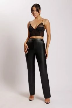 GZH Angelique Demi Cup Mesh Bustier - Black