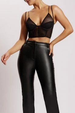 GZH Angelique Demi Cup Mesh Bustier - Black