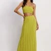 SHN Jasmyn Flute Midi Skirt - Olive Two Piece Sets