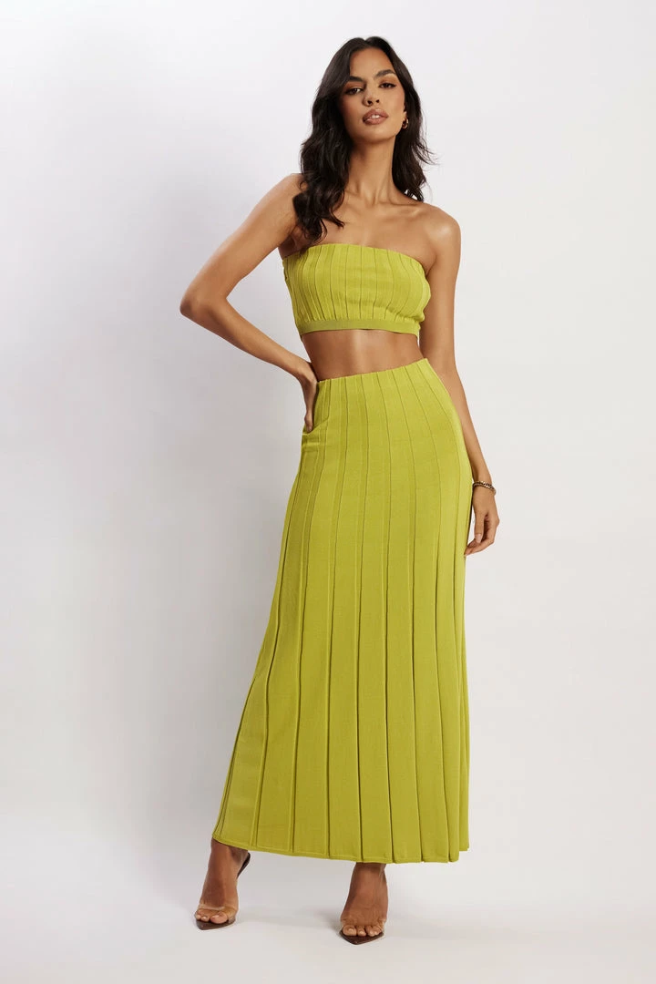 SHN Jasmyn Flute Midi Skirt - Olive Two Piece Sets 1 SHN Jasmyn Flute Midi Skirt - Olive Two Piece Sets