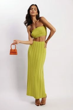 SHN Two Piece Sets Jasmyn Wide Rib Bandeau - Olive