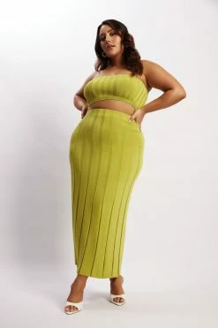 SHN Two Piece Sets Jasmyn Wide Rib Bandeau - Olive