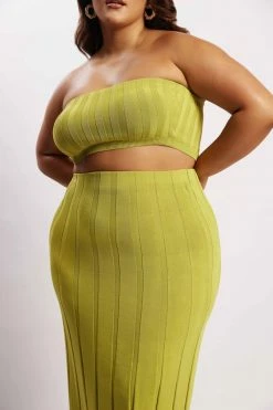 SHN Two Piece Sets Jasmyn Wide Rib Bandeau - Olive