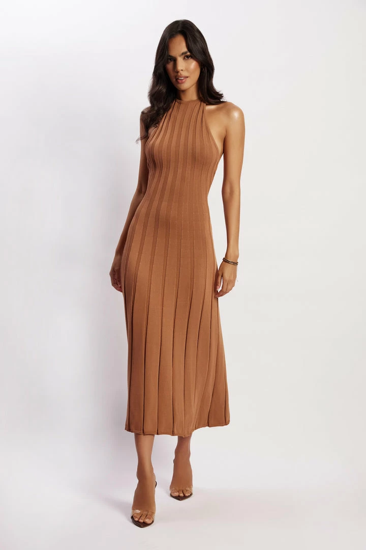 SHN Adrienne Halter Neck Midi Dress - Tan 7 SHN Adrienne Halter Neck Midi Dress - Tan