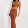 SKY Raquel Crochet Maxi Skirt - Burnt Orange Two Piece Sets