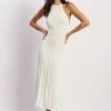 SHN Adrienne Halter Neck Midi Dress - White DRESSES