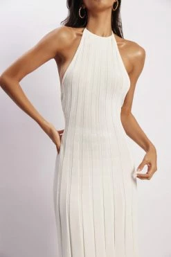 SHN Adrienne Halter Neck Midi Dress - White DRESSES