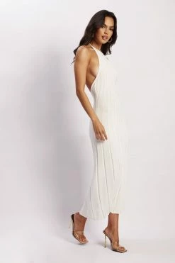 SHN Adrienne Halter Neck Midi Dress - White DRESSES