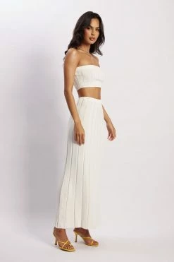 SHN Jasmyn Flute Midi Skirt - White