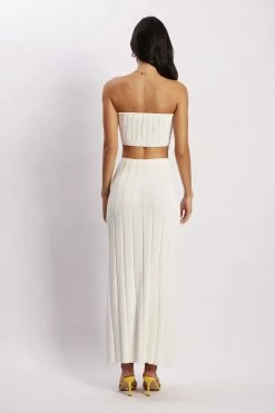 SHN Jasmyn Flute Midi Skirt - White