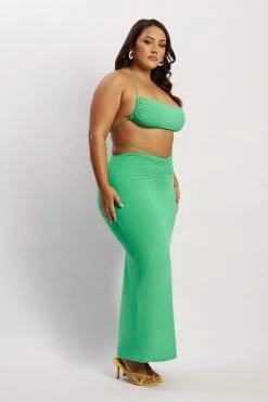 WXI Amber Ruched Maxi Skirt - Green 22 WXI Amber Ruched Maxi Skirt - Green