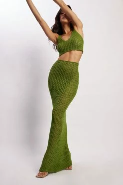 SKY Rosella Crochet Maxi Skirt - Green