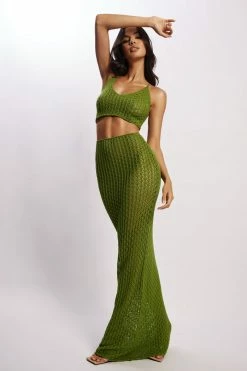 SKY Rosella Crochet Maxi Skirt - Green