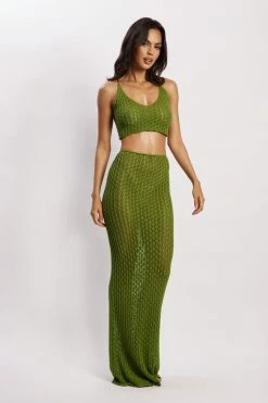 SKY Rosella Crochet Maxi Skirt - Green