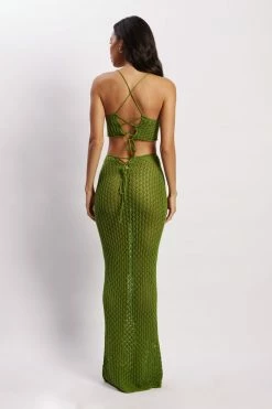 SKY Rosella Crochet Crop Top - Green