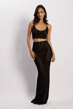 SKY Rosella Crochet Crop Top - Black