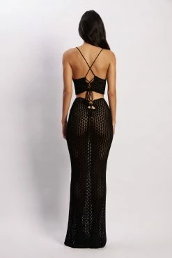 SKY Rosella Crochet Maxi Skirt - Black Two Piece Sets