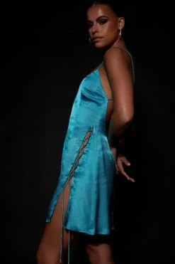 BSD DRESSES Briah Diamante Rope Mini Dress - Cyan Blue 8 BSD DRESSES Briah Diamante Rope Mini Dress - Cyan Blue