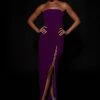 QNG Imogen Diamante Rope Strapless Midi Dress With Split - Grape DRESSES