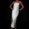 JLW Tyler Strapless Satin Midi Dress - White