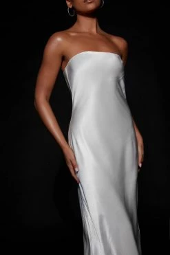 JLW Tyler Strapless Satin Midi Dress - White