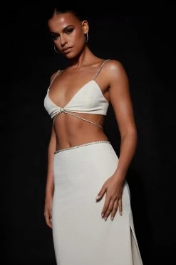 AMC Sweeney Diamante Bralette Top - Bone