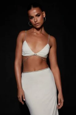 AMC Sweeney Diamante Bralette Top - Bone