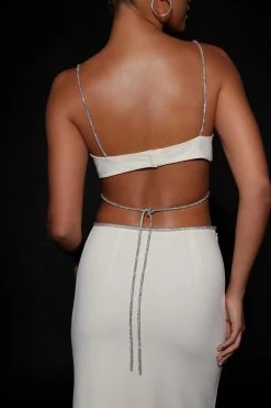 AMC Sweeney Diamante Bralette Top - Bone