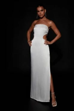 BSD Lawry Diamante Cut Out Maxi Dress - White DRESSES