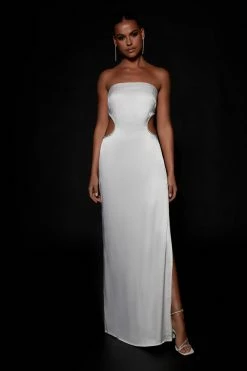 BSD Lawry Diamante Cut Out Maxi Dress - White DRESSES 13 BSD Lawry Diamante Cut Out Maxi Dress - White DRESSES