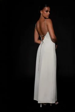 AMC Dionne Criss Cross Diamante Maxi Dress - Bone DRESSES