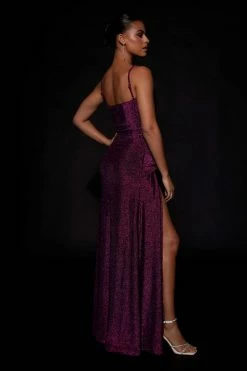 BSD Celene Shimmer Corset Maxi Dress With Twist - Grape DRESSES